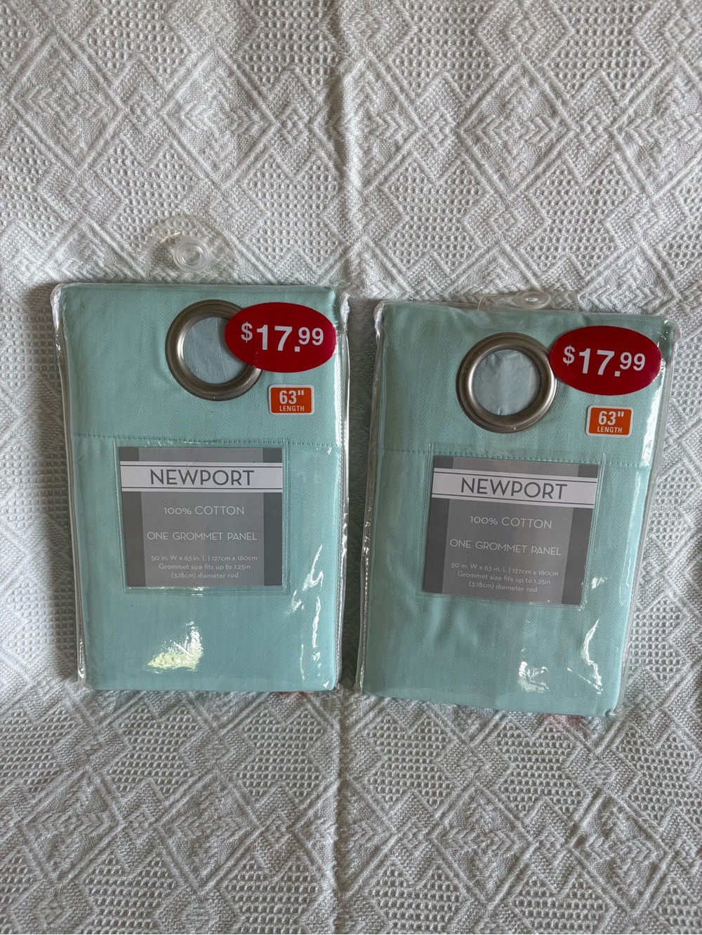 Newport Mint Green Cotton Grommet Curtain Panels (Set of 2)